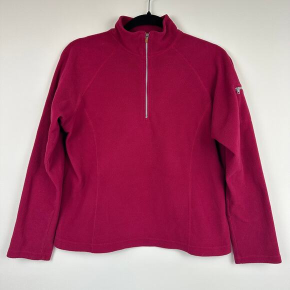 L.L. Bean Womens Quarter-Zip Long Sleeve Fleece Magenta Pullover Medium Regular - Picture 1 of 8